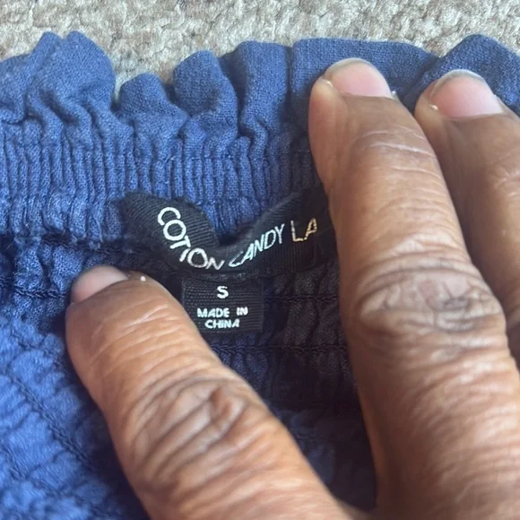 Cotton Candy Blue Smocked Bubble Tank Top - Picture 2 of 2